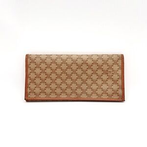 Authentic CELINE Vintage Coated Canvas and Leather Folding Long Wallet